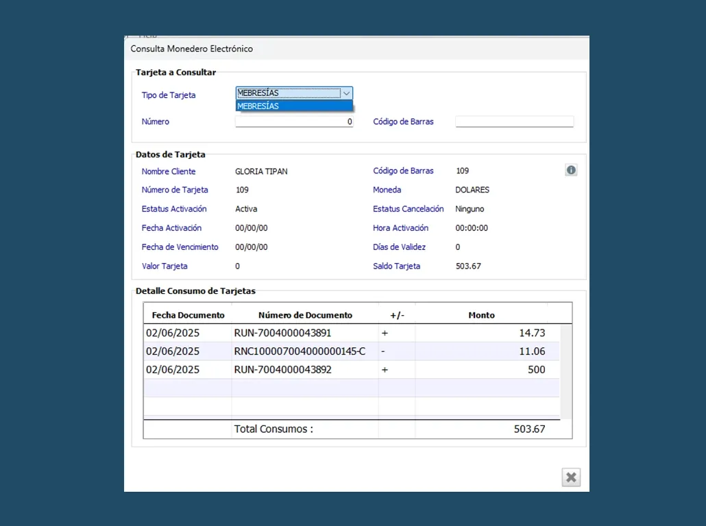 Consulta Monendero Electrónico