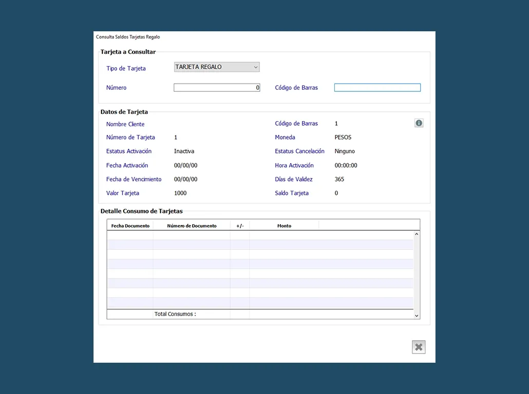Consulta Saldos Tarjeta Regalo