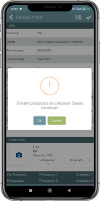 Control de Productos sin Preparar