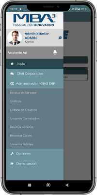 Menú Administrador del Sistema