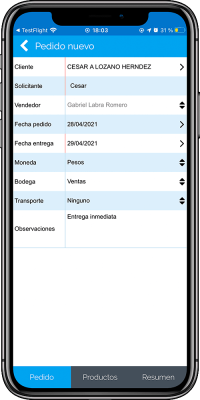 Nuevo Pedido