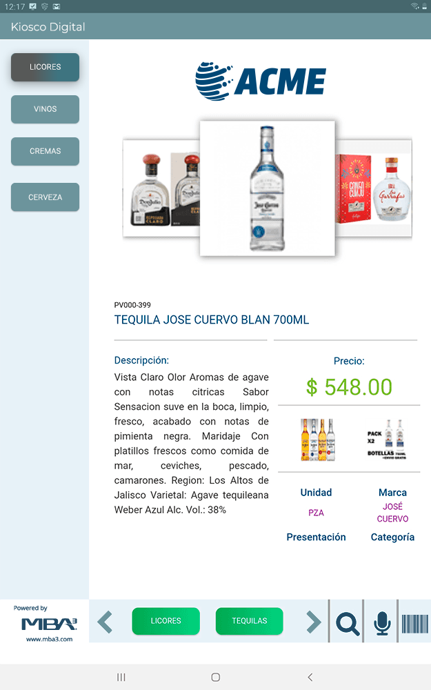 Ejemplo Carrusel - Vinos y Licores